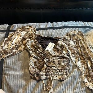 Snake Print Ruched Women's Top